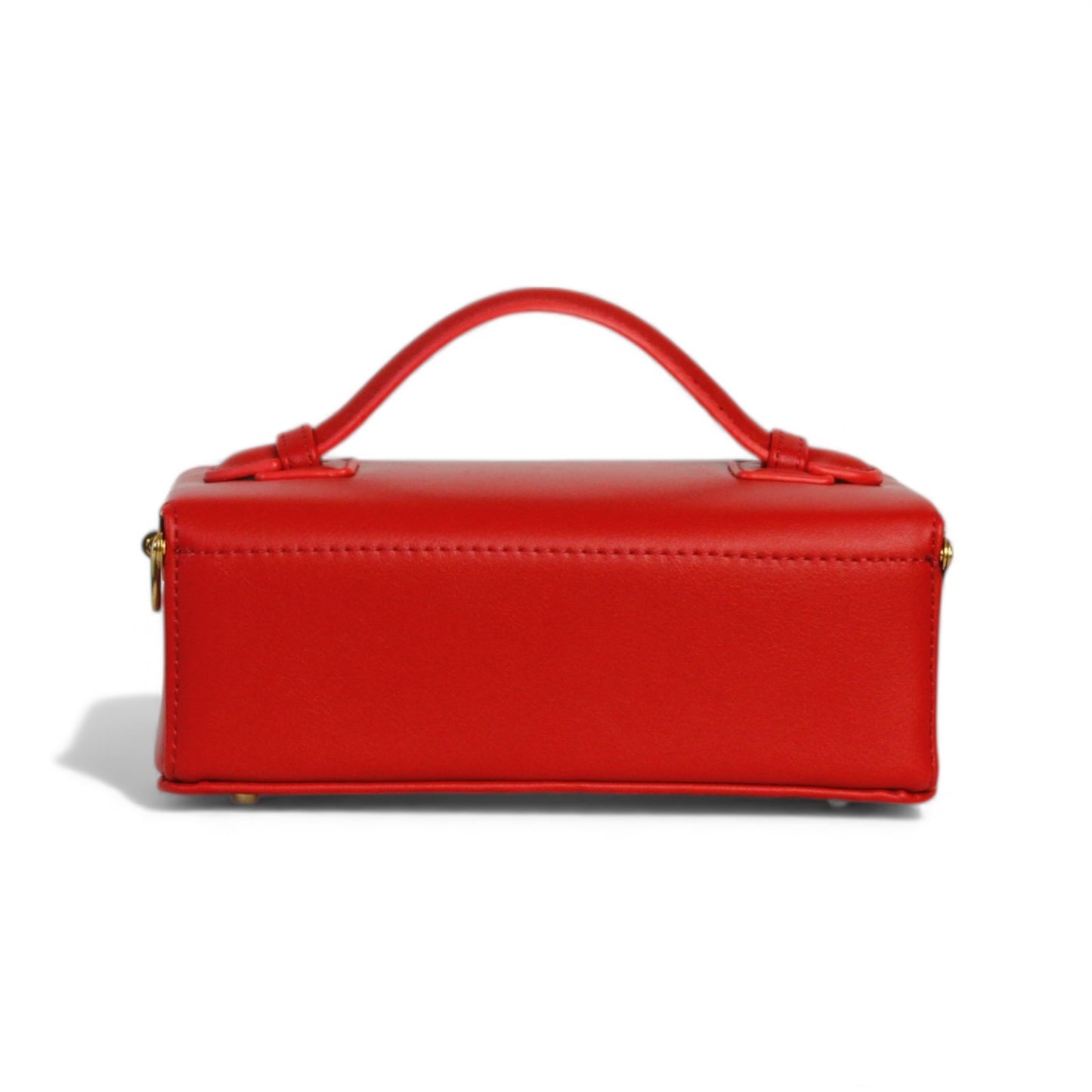 Zuri Top Handle Mini Soft Trunk Box Bag with Gold Clasp in Lipstick Red