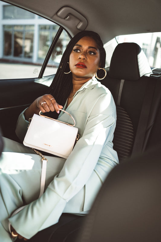 zarachioma white top handle front flap mini bag 