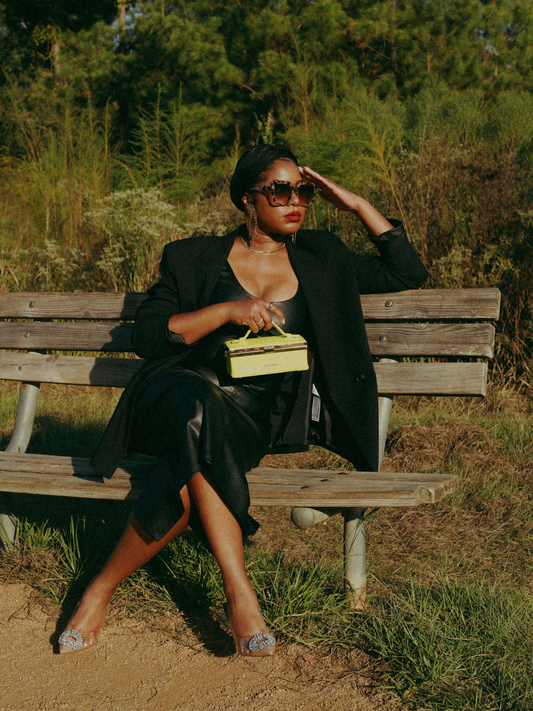 Sample Sale - Zuri top handle mini bag with gold clasp in Lime Green